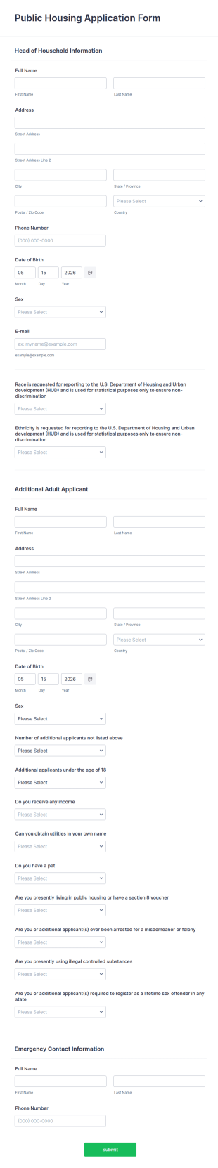 Public Housing Application Form Template
