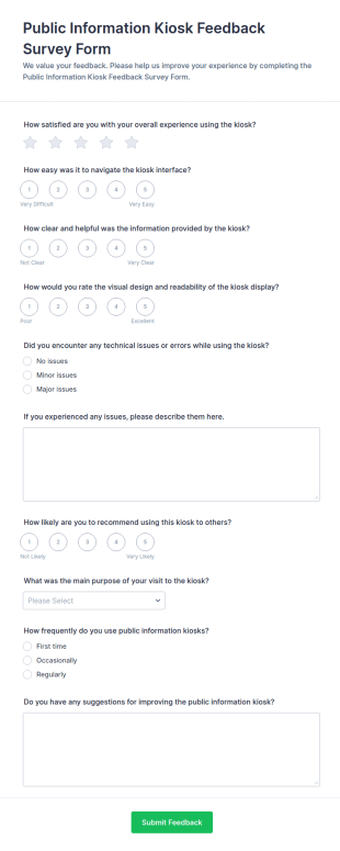 Public Information Kiosk Feedback Form Template