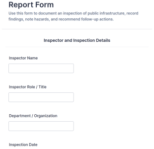 Public Infrastructure Inspection Report Form Template