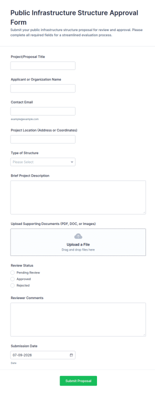 Public Infrastructure Structure Approval Form Template