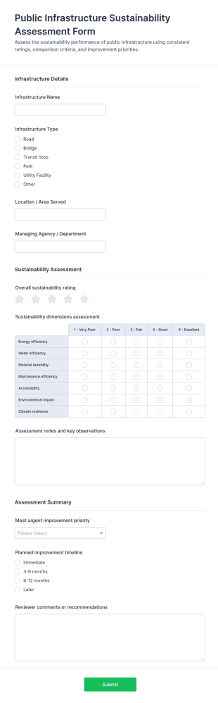 Public Infrastructure Sustainability Assessment Form Template