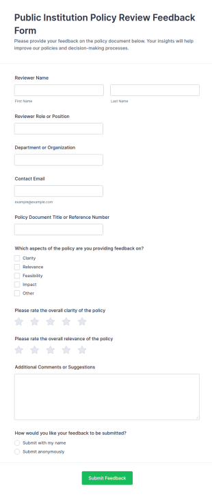 Public Institution Policy Review Feedback Form Template