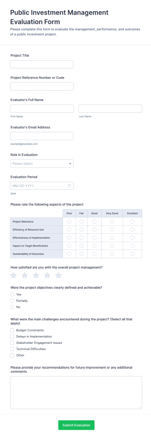 Public Investment Management Evaluation Form Template
