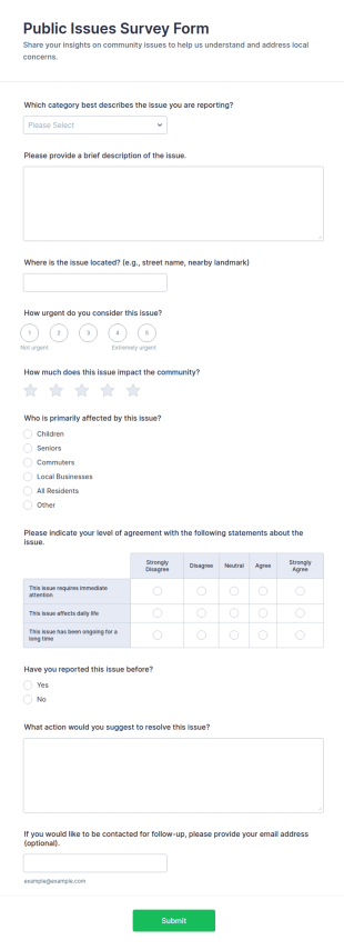 Public Issues Survey Form Template
