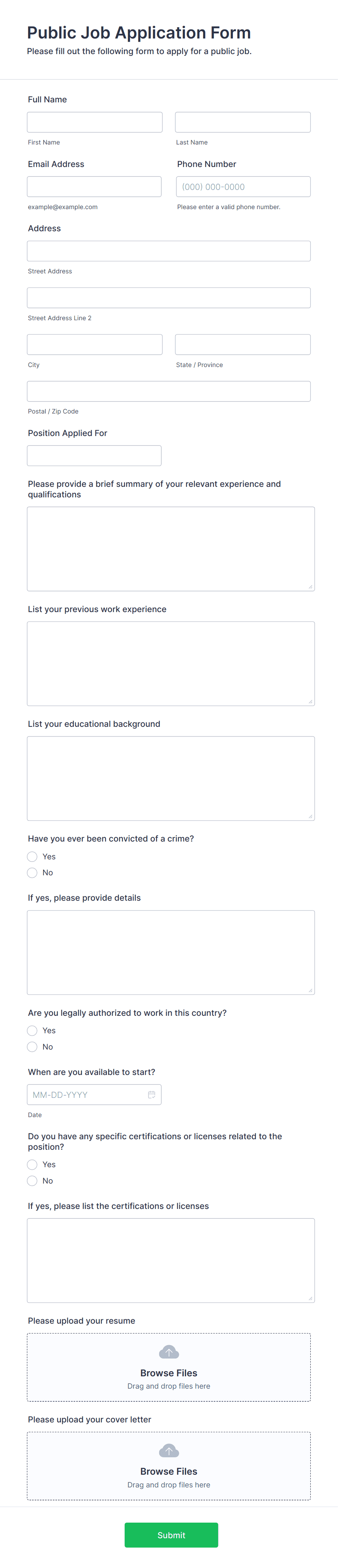 Public Job Application Form Template | Jotform