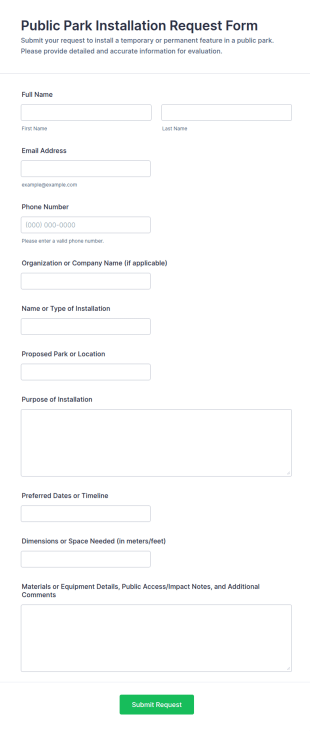 Public Park Installation Request Form Template