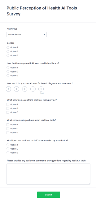 Public Perception Of Health AI Tools Survey Form Template