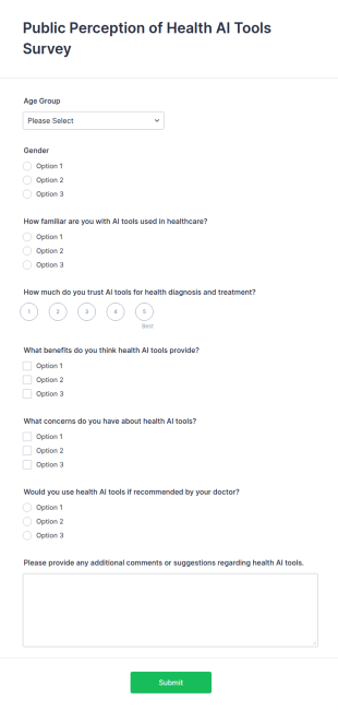 Public Perception Of Health AI Tools Survey Form Template