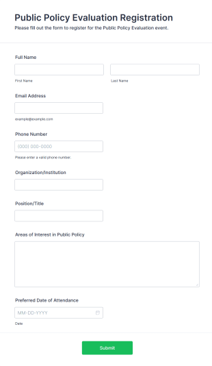 Public Policy Evaluation Registration Form Template