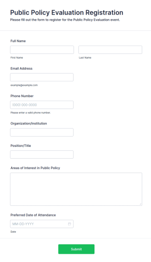 Public Policy Evaluation Registration Form Template