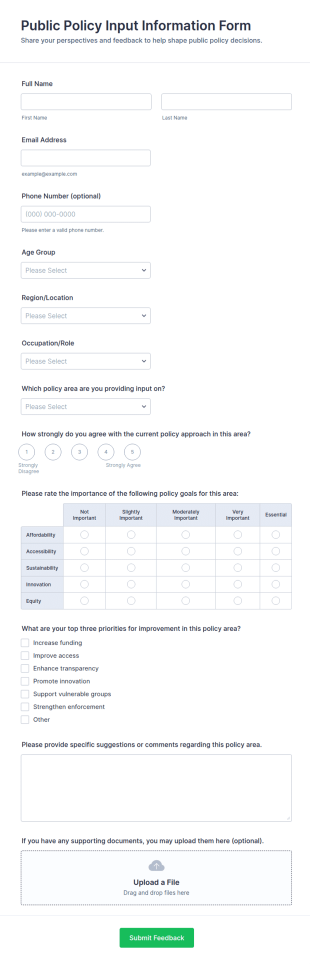 Public Policy Input Information Form Template