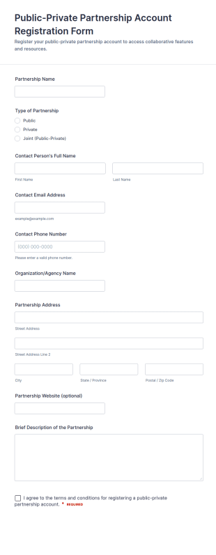 Public Private Partnership Account Registration Form Template