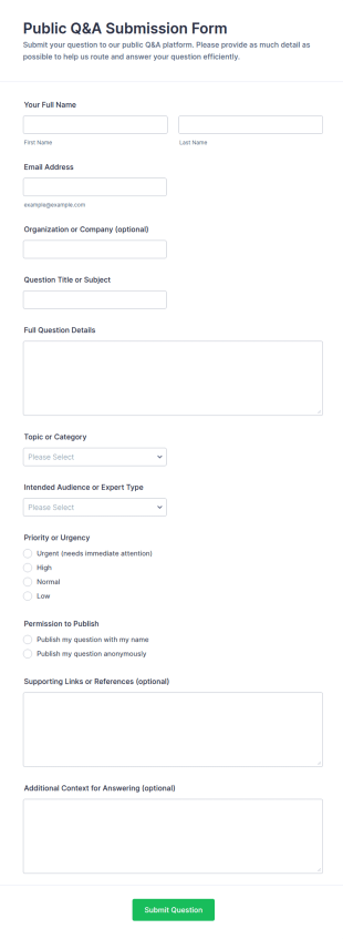 Public Q&A Submission Form Template