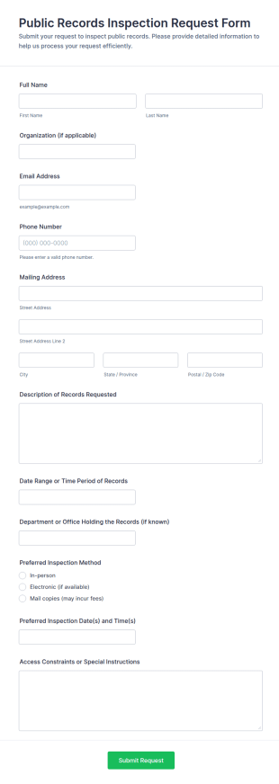 Public Records Inspection Request Form Template