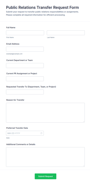 Public Relations Transfer Request Form Template