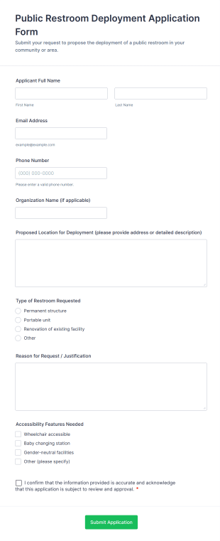 Public Restroom Deployment Application Form Template