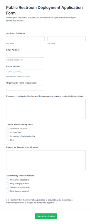 Public Restroom Deployment Application Form Template