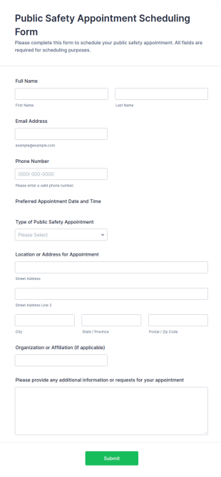 Public Safety Appointment Scheduling Form Template