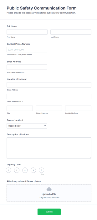 Public Safety Communication Form Template