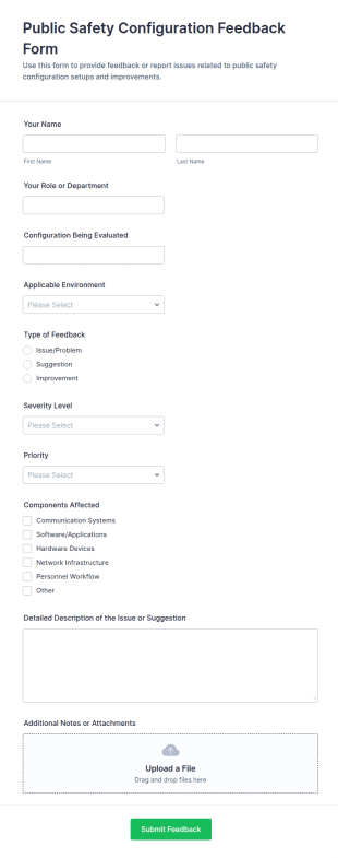 Public Safety Configuration Feedback Form Template