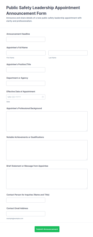 Public Safety Leadership Appointment Announcement Form Template