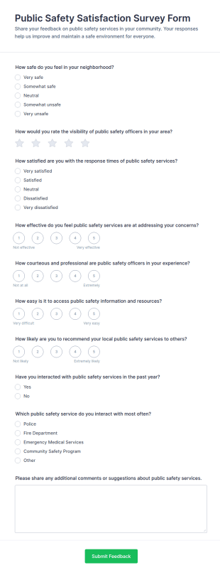 Public Safety Satisfaction Survey Form Template