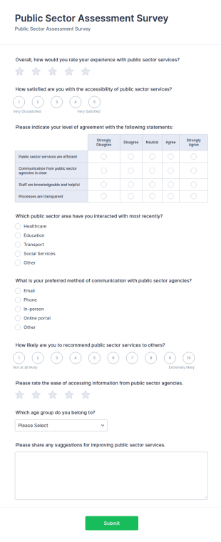 Public Sector Assessment Survey Form Template