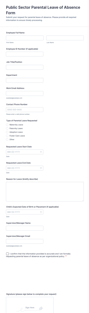 Public Sector Parental Leave Of Absence Form Template