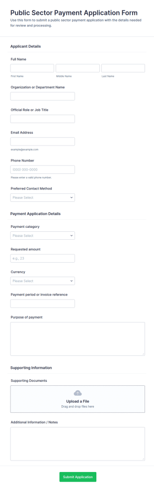 Public Sector Payment Application Form Template