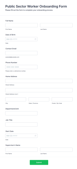 Public Sector Worker Onboarding Form Template