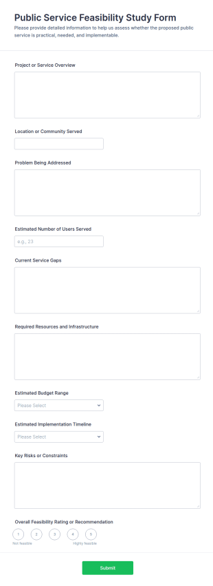 Public Service Feasibility Study Form Template