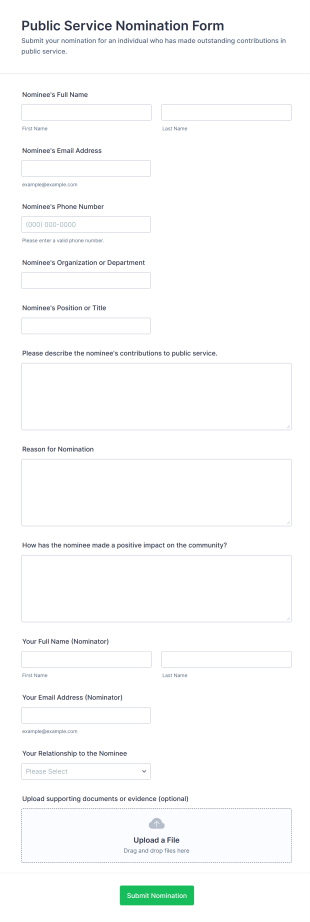 Public Service Nomination Form Template