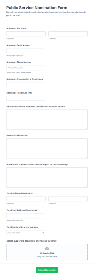 Public Service Nomination Form Template