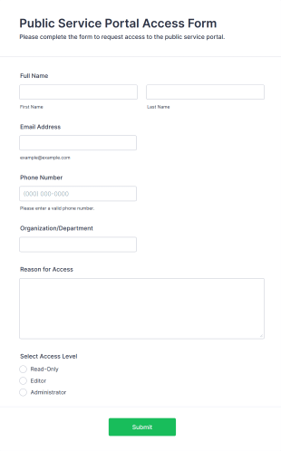Public Service Portal Access Form Template