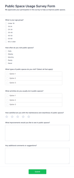Public Space Usage Survey Form Template
