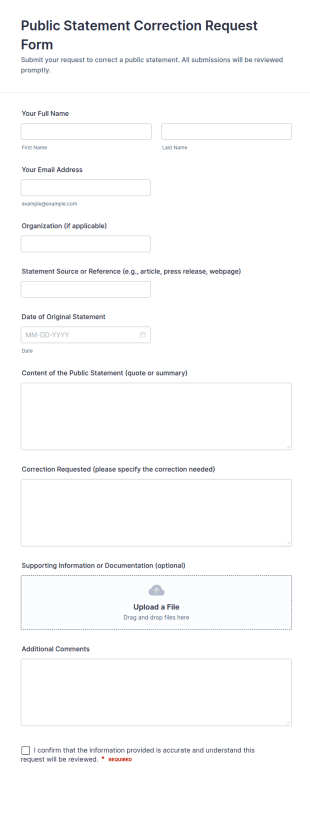 Public Statement Correction Request Form Template