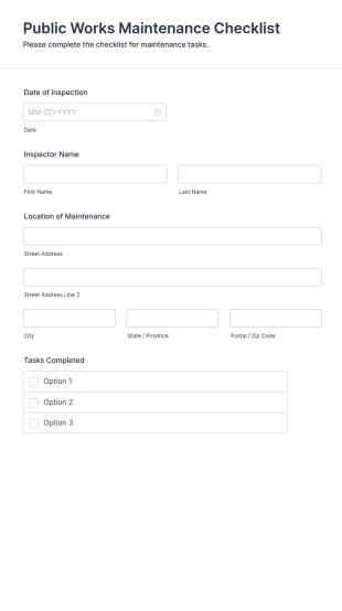 Public Works Maintenance Checklist Form Template