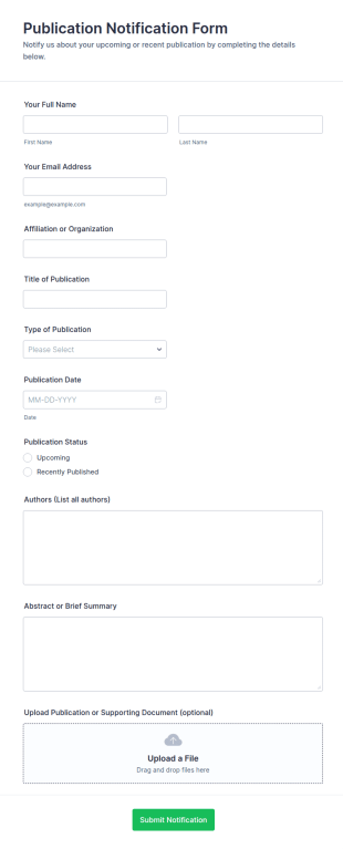 Publication Notification Form Template