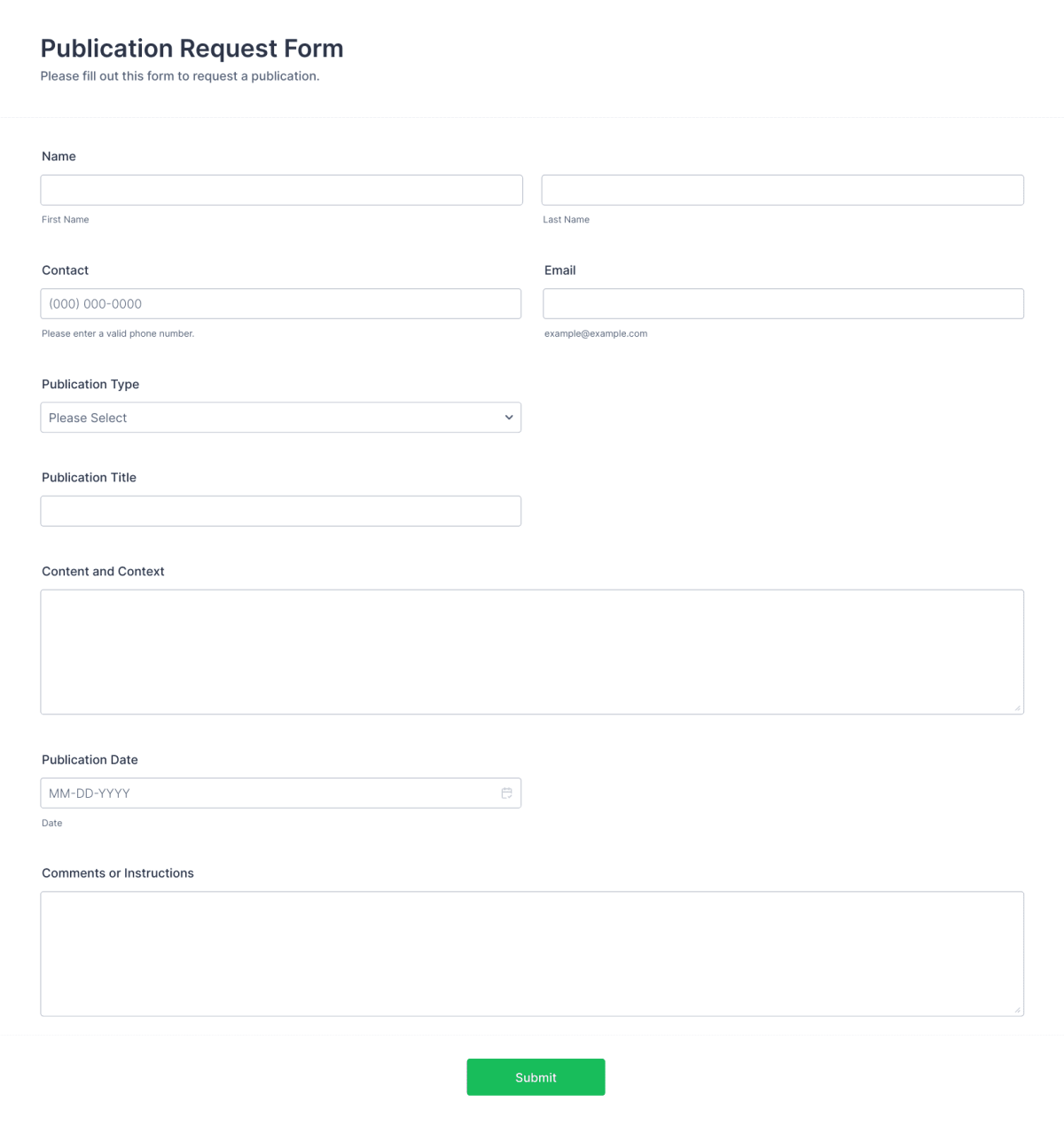 Publication Request Form Template | Jotform