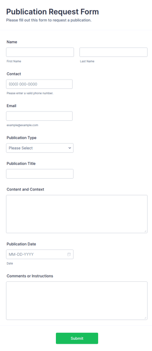 Publication Request Form Template
