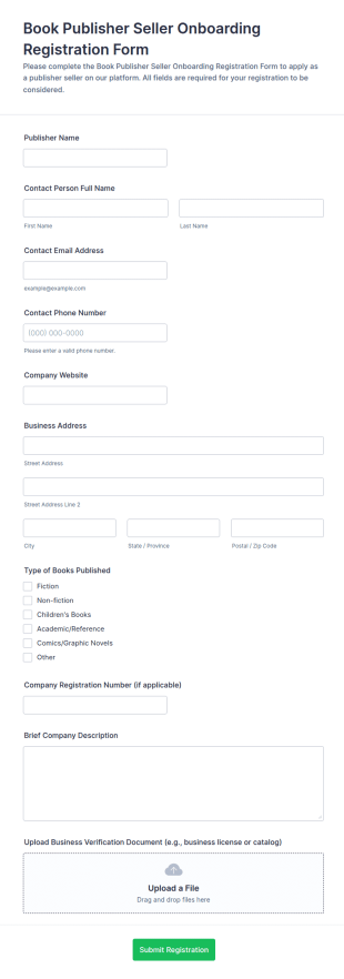 Publisher And Seller Onboarding Registration Form Template