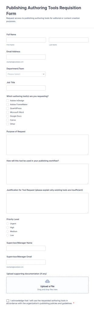Publishing Authoring Tools Requisition Form Template