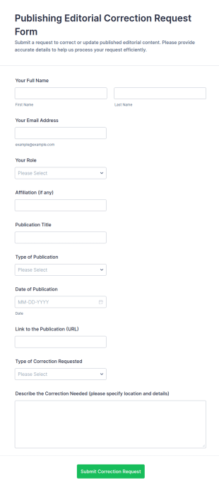 Publishing Editorial Correction Request Form Template