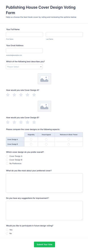 Publishing House Cover Design Voting Form Template
