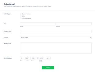 Puheluloki Form Template