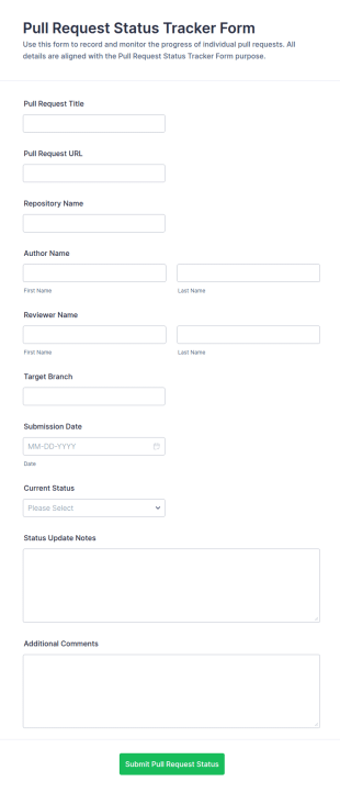 Pull Request Status Tracker Form Template