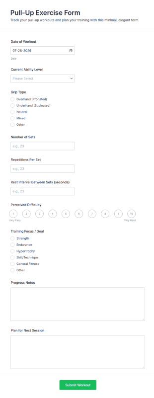Pull Up Exercise Form Template