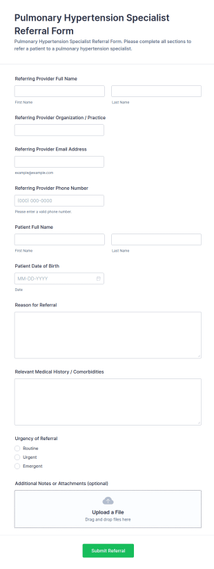 Pulmonary Hypertension Specialist Referral Form Template