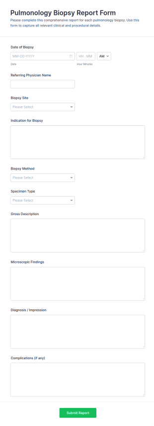 Pulmonology Biopsy Report Form Template