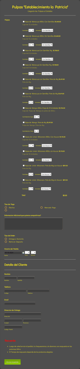 Pulpas "Establecimiento La Patricia"